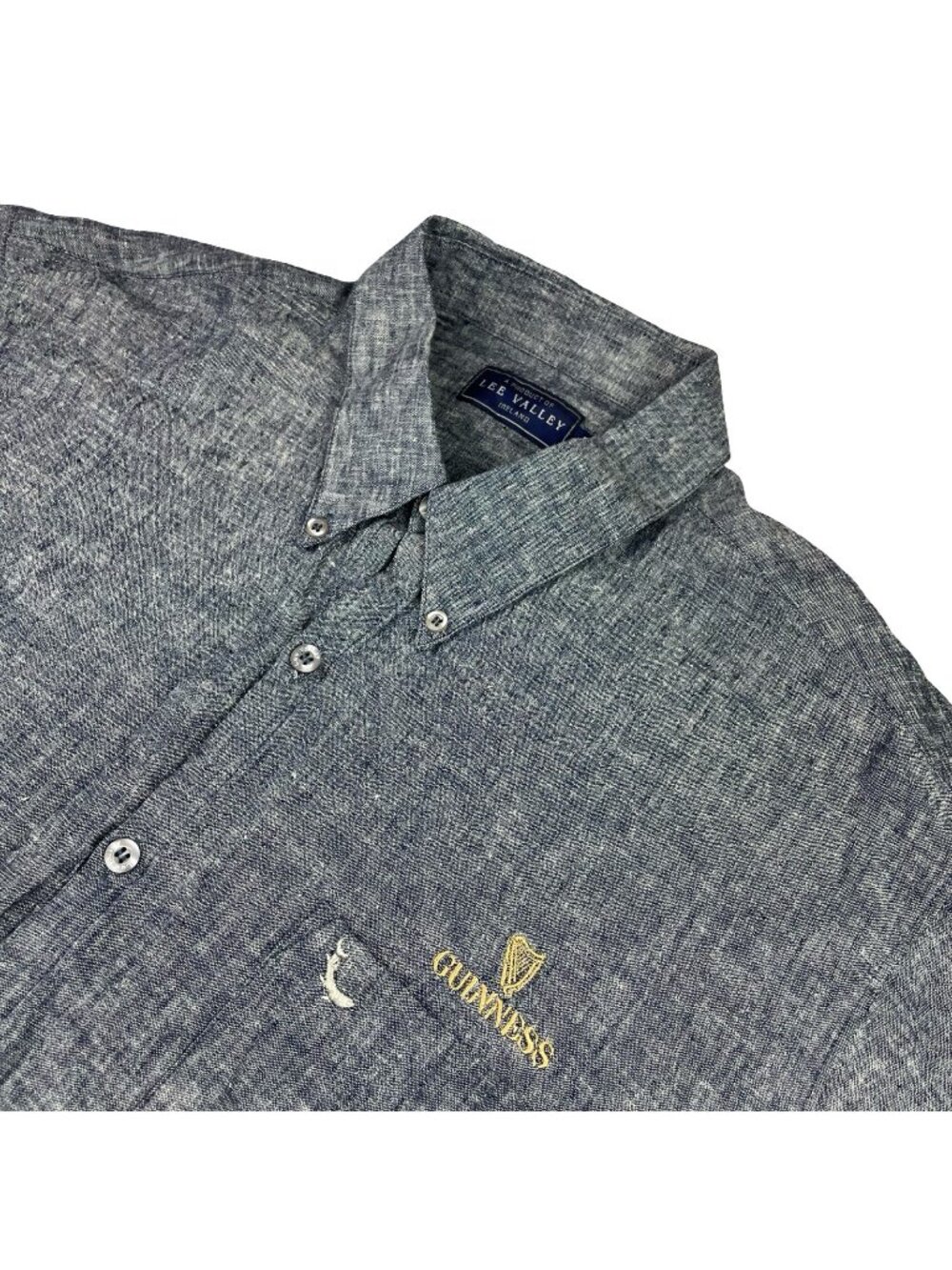 Guiness x Lee Valley Men's Cotton/Linen L/S Chambray Button Shirt Blue • XL